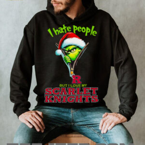 Grinch Santa Hat I Hate People But I Love My Rutgers Scarlet Knights Christmas Logo Shirt Clothing