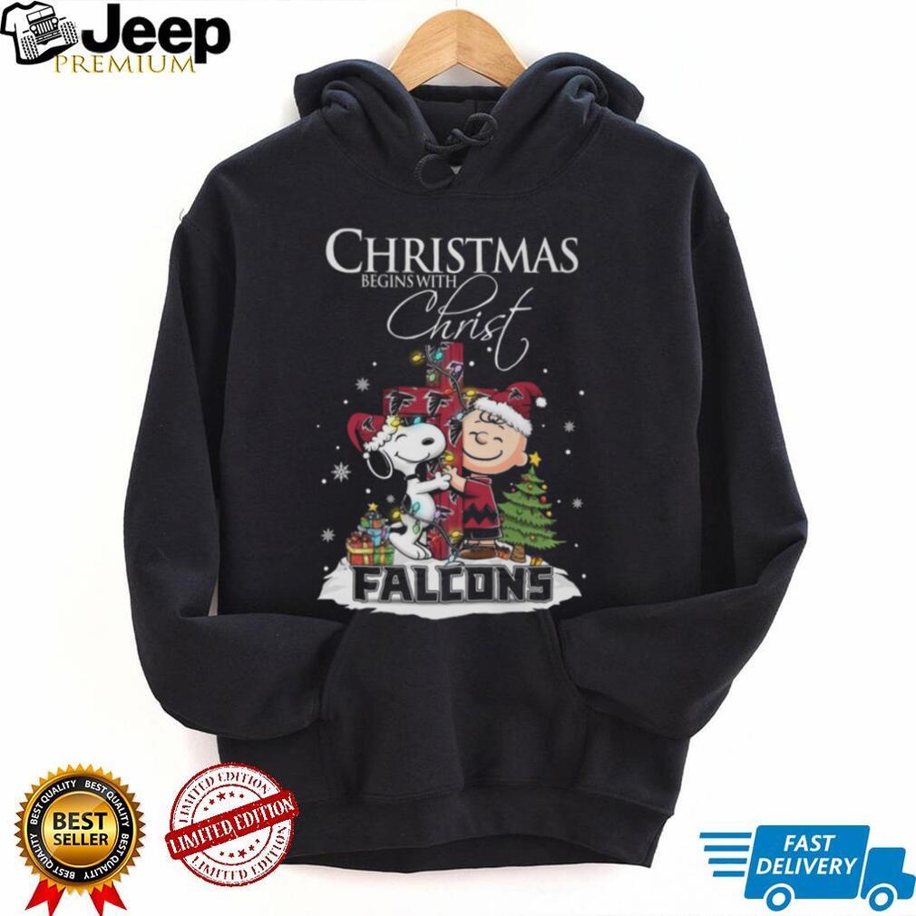 Atlanta Falcons Snoopy Begins With Christ And Friends Peanuts Christmas Shirt Atlanta Falcons Snoopy Begins With Christ And Friends Peanuts Christmas Shirt