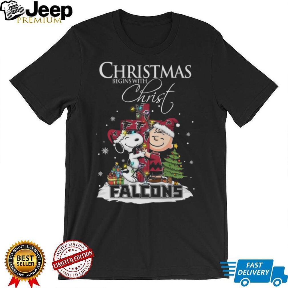 Atlanta Falcons Snoopy Begins With Christ And Friends Peanuts Christmas Shirt Atlanta Falcons Snoopy Begins With Christ And Friends Peanuts Christmas Shirt
