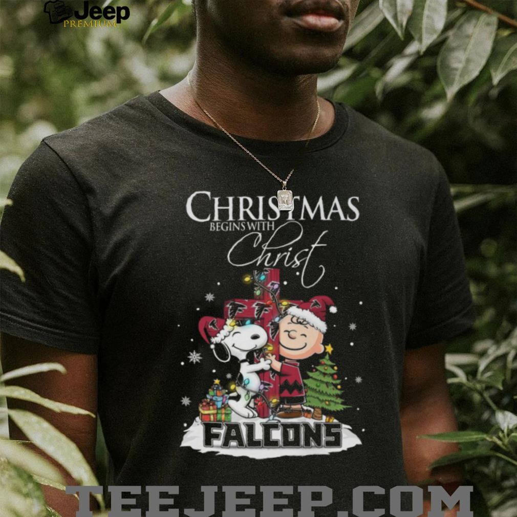 Atlanta Falcons Snoopy Begins With Christ And Friends Peanuts Christmas Shirt Atlanta Falcons Snoopy Begins With Christ And Friends Peanuts Christmas Shirt