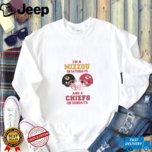 Awesome I’m A Mizzou On Saturdays And A Chiefs On Sundays Football Helmet T Shirt
