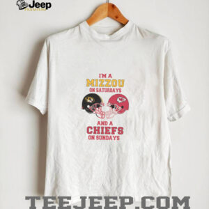 Awesome I’m A Mizzou On Saturdays And A Chiefs On Sundays Football Helmet T Shirt