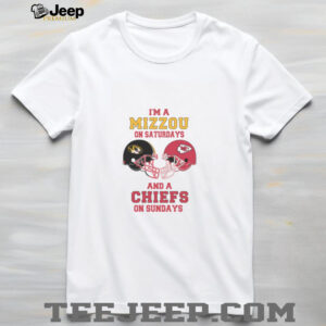 Awesome I’m A Mizzou On Saturdays And A Chiefs On Sundays Football Helmet T Shirt