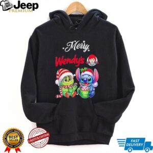 Baby Grinch and Stitch x Wendy’s Merry Christmas Shirt