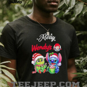 Baby Grinch and Stitch x Wendy's Merry Christmas Shirt