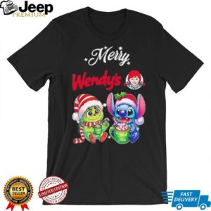 Baby Grinch and Stitch x Wendy's Merry Christmas Shirt
