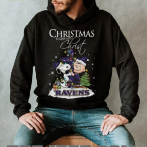 Baltimore Ravens Snoopy Begins With Christ And Friends Peanuts Christmas Shirt Baltimore Ravens Snoopy Begins With Christ And Friends Peanuts Christmas Shirt