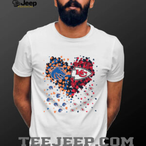 Boise State Broncos & Kansas City Chiefs Split Heart T Shirt