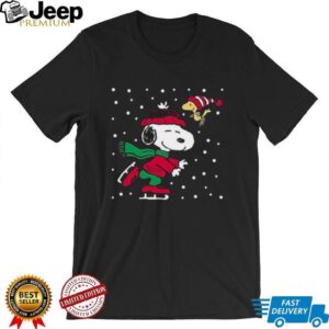 Boys' Peanuts Snoopy and Woodstock Christmas Skating Graphic T Shirt