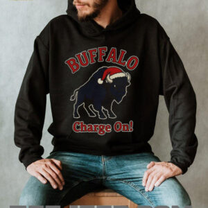 Buffalo Bills Football mascot Santa hat Charge On Merry Christmas shirt