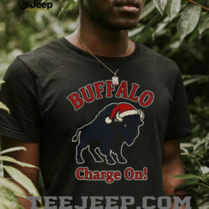 Buffalo Bills Football mascot Santa hat Charge On Merry Christmas shirt