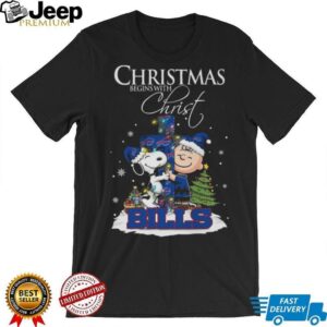 Buffalo Bills Snoopy Begins With Christ And Friends Peanuts Christmas Shirt