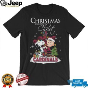 Cardinals Snoopy Begins With Christ And Friends Peanuts Christmas Shirt