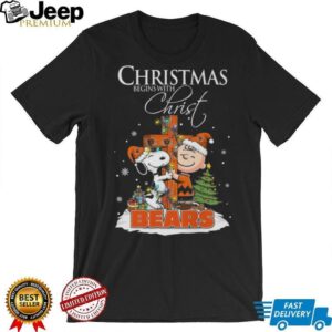 Charlie Brown Bears Snoopy Begins With Christ And Friends Peanuts Christmas Shirt