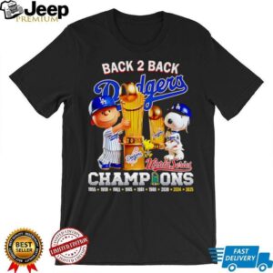 Charlie Brown and Snoopy Dodgers Back 2 Back Champions World Series 2024 2025 shirt