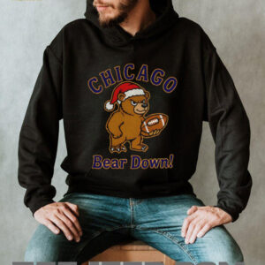 Chicago Bears Football mascot Santa hat Bear Down NFL Christmas shirt