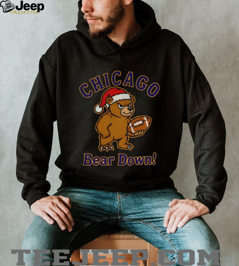 Chicago Bears Football mascot Santa hat Bear Down NFL Christmas shirt Chicago Bears Football mascot Santa hat Bear Down NFL Christmas shirt