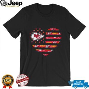 Chiefs Kingdom Distressed American Flag Heart Tee