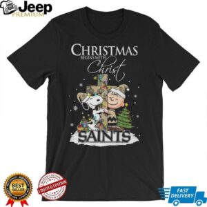 Christ Saints Snoopy Begins With Christ And Friends Peanuts Christmas Shirt