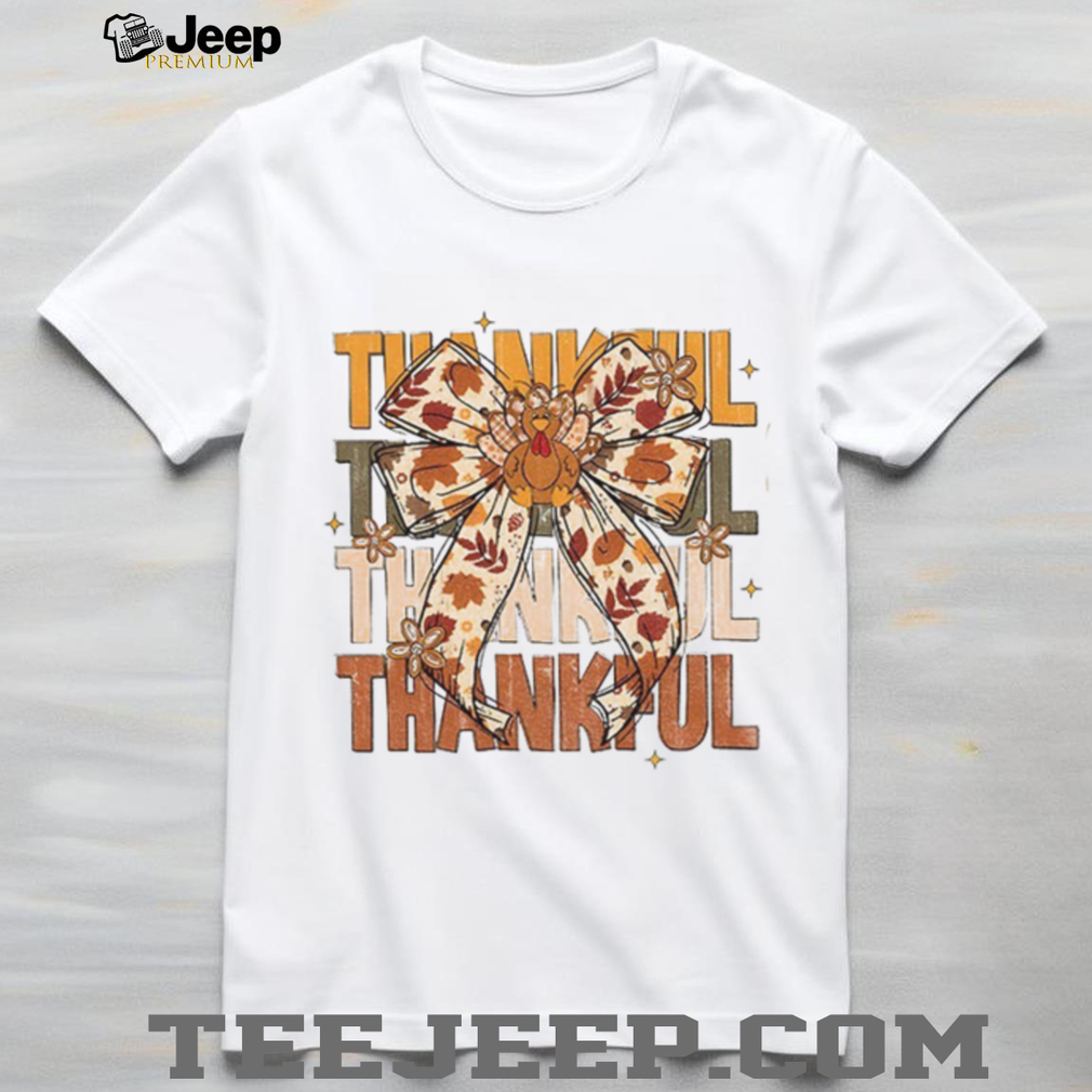 Coquette Thankful Turkey Boho Floral Fall Thanksgiving shirt