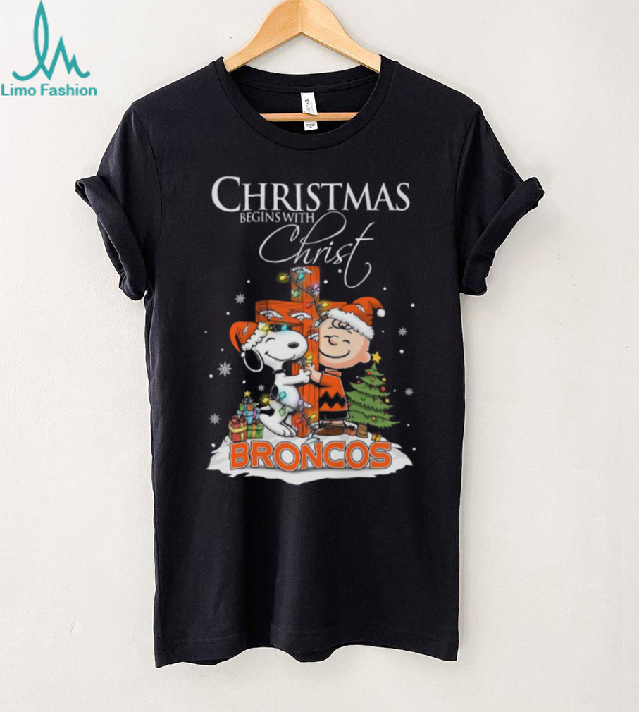 Denver Broncos Snoopy Begins With Christ And Friends Peanuts Christmas Shirt Denver Broncos Snoopy Begins With Christ And Friends Peanuts Christmas Shirt