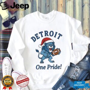 Detroit Lions Football Mascot Santa hat Detroit One Pride Merry Christmas shirt