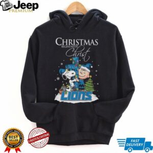Detroit Lions Snoopy Begins With Christ And Friends Peanuts Christmas Shirt