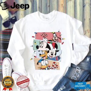 Disney Characters Christmas Candy Cane Shirt Family Holiday Tee