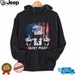 Donald Trump middle finger Quiet Piggy Epstein Files American flag political shirt