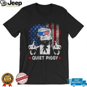 Donald Trump middle finger Quiet Piggy Epstein Files American flag political shirt