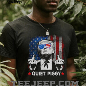 Donald Trump middle finger Quiet Piggy Epstein Files American flag political shirt