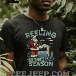 Fishing Santa Claus reeling in the season Merry Christmas shirt