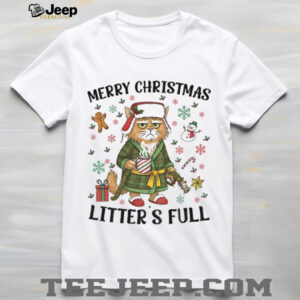 Funny cat Litter’s Full Merry Christmas 2025 shirt