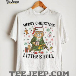 Funny cat Litter’s Full Merry Christmas 2025 shirt