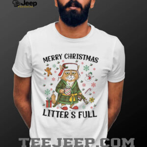 Funny cat Litter’s Full Merry Christmas 2025 shirt