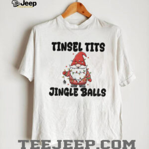 Gnome Christmas tree tinsel tits jingle balls Merry Christmas shirt