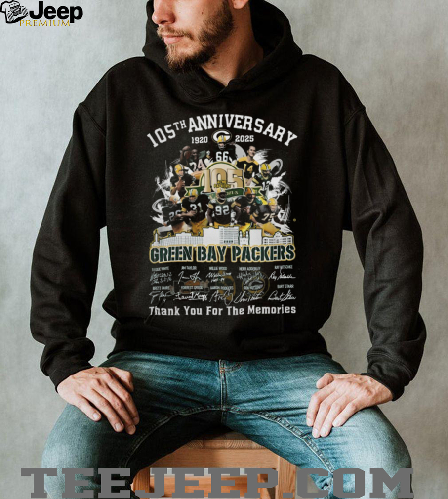 Green Bay Packers 105th Anniversary 1920 2025 Thank You For The Memories Signatures T Shirt Green Bay Packers 105th Anniversary 1920 2025 Thank You For The Memories Signatures T Shirt