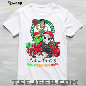 Grinch And Jack Boston Celtics Friends HalloThanksMas T Shirt