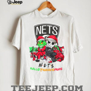 Grinch And Jack Brooklyn Nets Friends HalloThanksMas T Shirt