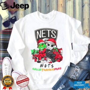 Grinch And Jack Brooklyn Nets Friends HalloThanksMas T Shirt