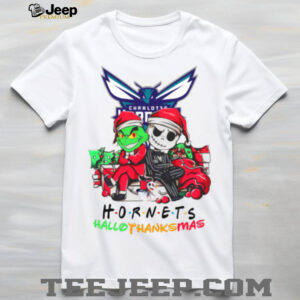 Grinch And Jack Charlotte Hornets Friends HalloThanksMas T Shirt