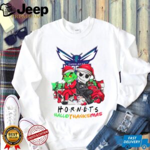 Grinch And Jack Charlotte Hornets Friends HalloThanksMas T Shirt
