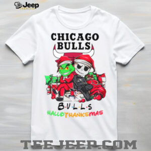 Grinch And Jack Chicago Bulls Friends HalloThanksMas T Shirt