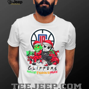 Grinch And Jack LA Clippers Friends HalloThanksMas T Shirt
