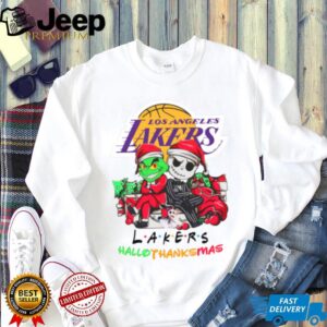 Grinch And Jack Los Angeles Lakers Friends HalloThanksMas T Shirt