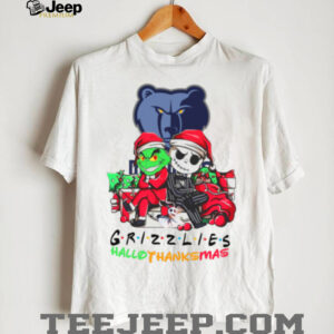 Grinch And Jack Memphis Grizzlies Friends HalloThanksMas T Shirt