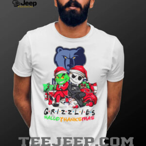 Grinch And Jack Memphis Grizzlies Friends HalloThanksMas T Shirt