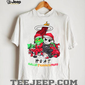 Grinch And Jack Miami Heat Friends HalloThanksMas T Shirt