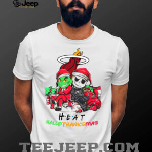 Grinch And Jack Miami Heat Friends HalloThanksMas T Shirt