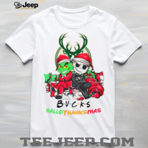 Grinch And Jack Milwaukee Bucks Friends HalloThanksMas T Shirt